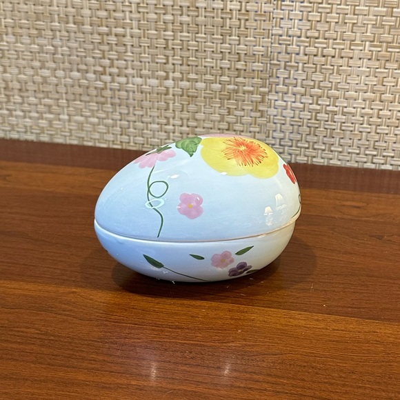 🌟3xHP🌟Blue Floral Ceramic Easter Egg Trinket Dish Decoration - Picture 3 of 8